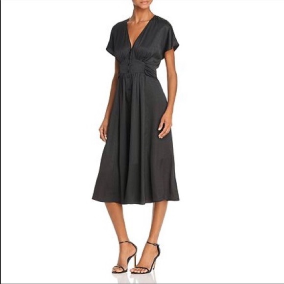 Lost + Wander Midi Dress with Tie Waist & Dolman Sleeves Size S Black - Picture 2 of 11